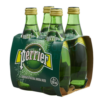 巴黎水 Perrier 天然有气矿泉水气泡水 330ml/瓶 24瓶/箱 (原味)
