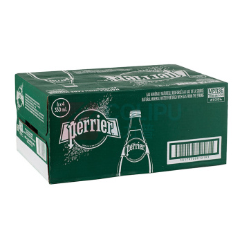 巴黎水 Perrier 天然有气矿泉水气泡水 330ml/瓶 24瓶/箱 (原味)