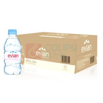 依云 evian 天然矿泉水 330ml/瓶 24瓶/箱 (英文版)
