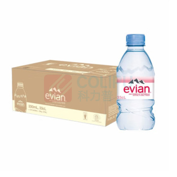依云 evian 天然矿泉水 330ml/瓶 24瓶/箱 (英文版)