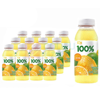 汇源 100%阳光柠檬汁卡曼橘柠檬味果汁饮料 300ml*8瓶装