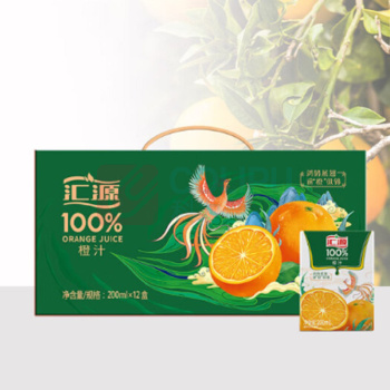 汇源 100%橙汁200ml*36盒苹果汁200ml*8盒果汁套盒 8800ml 