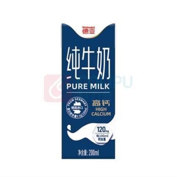 德亚 WEIDENDORF 高钙纯牛奶 200ml/盒 12盒/箱