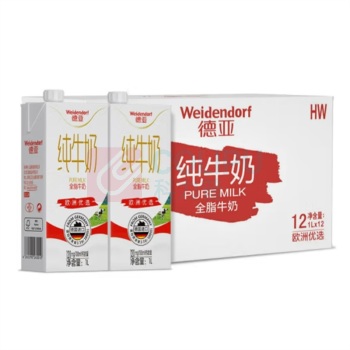 德亚 WEIDENDORF 全脂纯牛奶高钙1L*12盒整箱装优质蛋白质早餐奶 1L*12