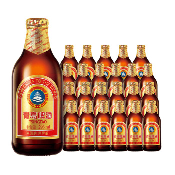 青岛啤酒 TSINGTAO 金质小棕金啤酒 11°P 296ml/瓶 24瓶/箱