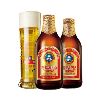 青岛啤酒 TSINGTAO 金质小棕金啤酒 11°P 296ml/瓶 24瓶/箱