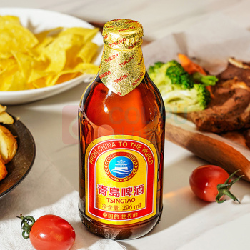 青岛啤酒 TSINGTAO 金质小棕金啤酒 11°P 296ml/瓶 24瓶/箱