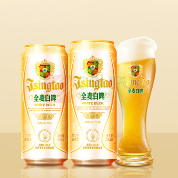 青岛啤酒 TSINGTAO 全麦白啤11°P 500ml/罐 12罐/箱