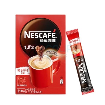 雀巢 Nestle 1+2速溶咖啡 原味 15g*90条/盒 6盒/箱 