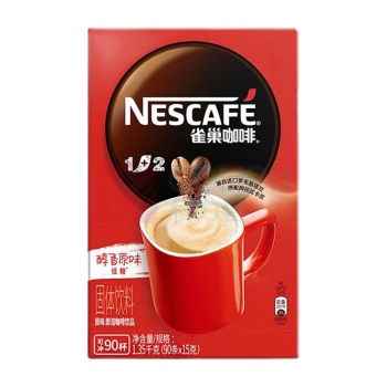 雀巢 Nestle 1+2速溶咖啡 原味 15g*90条/盒 6盒/箱 