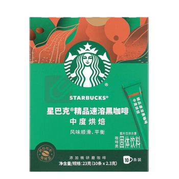 星巴克 速溶咖啡黑咖啡 中度烘焙 2.3g*10条