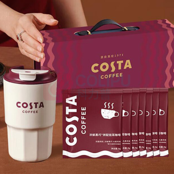 COSTA “咖咖有礼”挂耳咖啡礼盒装 C款 浓郁黑巧挂耳咖啡96g、COSTA随行咖啡杯*1