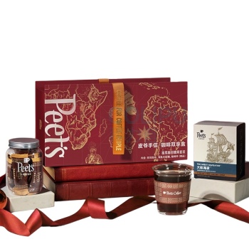 皮爷 Peet's Coffee 手信咖啡双享礼盒 LH-SXKFSX199 挂耳咖啡50g*1盒 太妃糖105g*1罐 玻璃咖啡杯350ml*1件