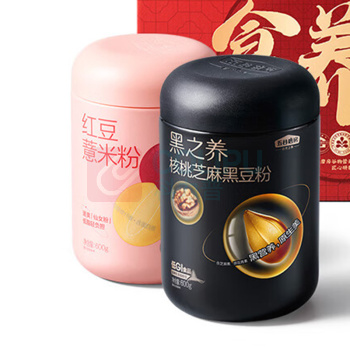 五谷磨房 食养礼盒 桃芝麻黑豆粉+红豆薏米粉 1200g/盒