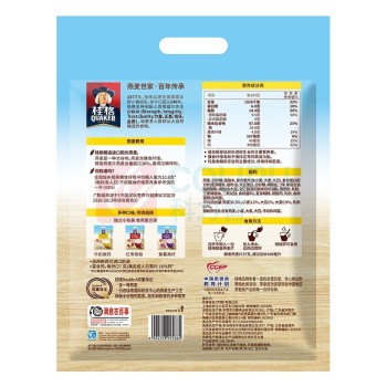 桂格 QUAKER EST 1877 醇香燕麦片 牛奶高钙 27g/包 20包/盒 12盒/箱