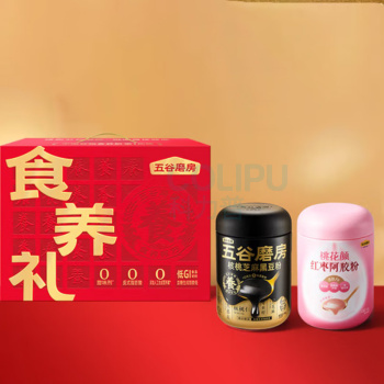五谷磨房 桃花颜礼盒低GI黑芝麻糊红枣阿胶粉送礼礼盒 1092g