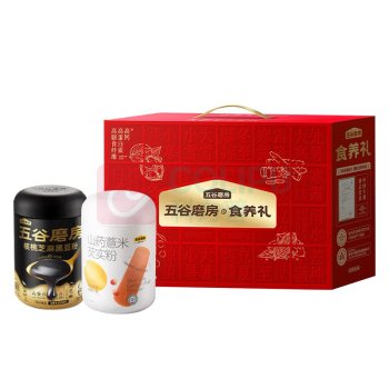 五谷磨房 食养核桃芝麻黑豆粉+山药薏米芡实粉 低GI 品质礼B款 856g*1箱