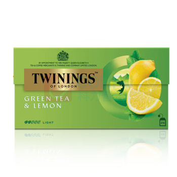 川宁 TWININGS 柠檬绿茶 1.6g/包 25包/盒 12盒/箱 (独立小包装)(冷泡茶)