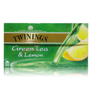 川宁 TWININGS 柠檬绿茶 1.6g/包 25包/盒 12盒/箱 (独立小包装)(冷泡茶)