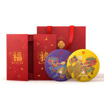 大益 普洱茶茶饼生茶熟茶组合 新福禄双喜 714g/盒 357g/饼 2饼/盒