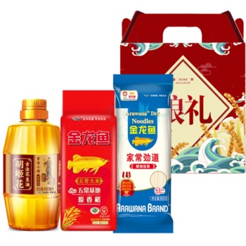 金龙鱼 粮礼礼盒 胡姬花古法小榨花生油400ML+ 原香稻500g+劲道挂面800g