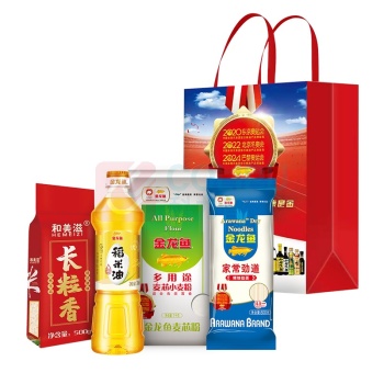 金龙鱼 奥运手提袋 优+稻米油700ML+长粒香500G+ 小麦粉1KG+劲道挂面800G
