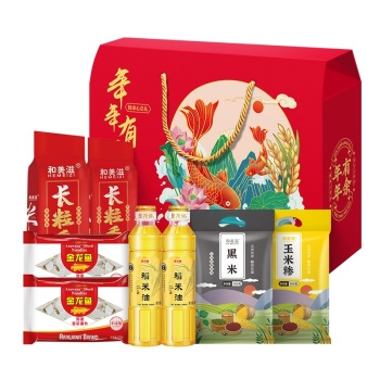 金龙鱼 礼盒 稻米油400ml*2+长粒香500g*2+ 鸡蛋麦芯面片120g*2+ 玉米糁300g+黑米300g