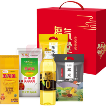 金龙鱼 礼盒 甾醇玉米油888ML+御品珍珠米500g+ 小麦粉1KG+ 玉米糁300g+黑米300g