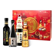 金龙鱼 礼盒 芝麻香油400ml+黑豆高鲜酱油480ml+ 梁汾三年老陈醋550ml+ 金标蚝油700g