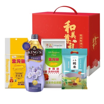 金龙鱼 礼盒 亚麻籽油1.8L+御品珍珠米1KG+ 小麦粉1KG+玉米糁300g
