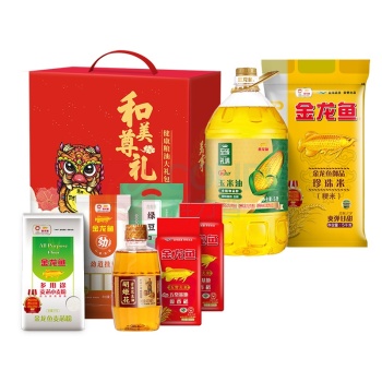 金龙鱼 米面粮油礼盒 玉米油5L+珍珠米5KG+ 小榨花生油400ml+原香稻500g*2+小麦粉1KG+挂面758g+绿豆300g