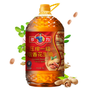 多力 MIGHTY 压榨一级浓香花生油 5L/桶 4桶/箱