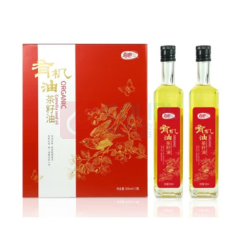 润心 有机山茶油红礼盒水晶瓶新款高端礼盒装低温冷榨山茶油 500ml*2瓶