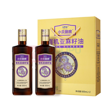 贝蒂斯 BETIS 小贝厨房有机亚麻籽油盒装 500ML*2