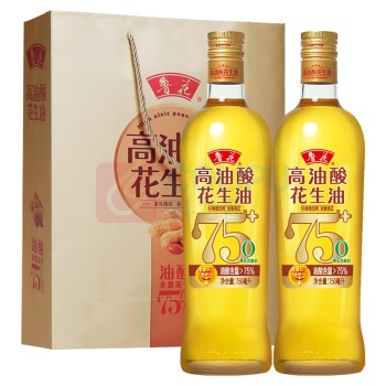 鲁花 高油酸花生油 简装礼盒 750ml*2