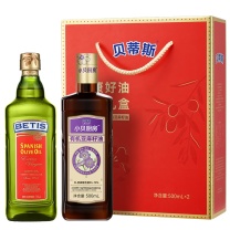 贝蒂斯 BETIS 特级初榨橄榄油+有机亚麻籽油 500ml*2瓶礼盒装