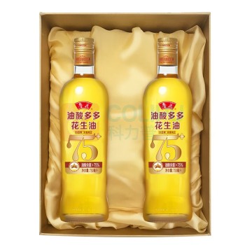 鲁花 5S物理压榨 油酸多多花生油 (简装) 750ml*2瓶/盒*2