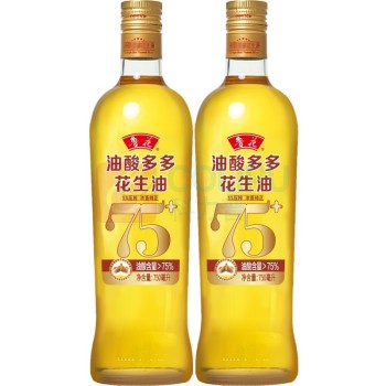 鲁花 5S物理压榨 油酸多多花生油 (简装) 750ml*2瓶/盒*2