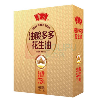 鲁花 5S物理压榨 油酸多多花生油 (简装) 750ml*2瓶/盒*2