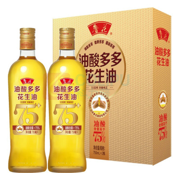 鲁花 5S物理压榨 油酸多多花生油 (简装) 750ml*2瓶/盒*2