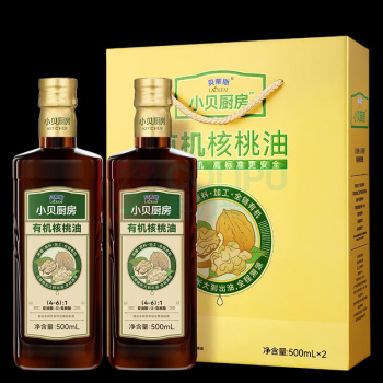 贝蒂斯 BETIS 小贝厨房有机核桃油 500ml*2/盒