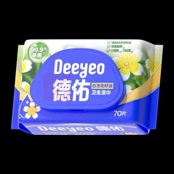 德佑 DEEYEO 白池花籽油卫生湿巾 70片/包