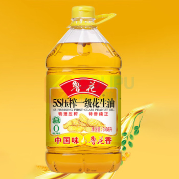 鲁花 食用油 5S压榨 一级花生油 3.68L