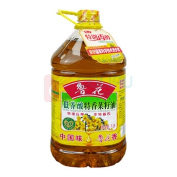 鲁花 低芥酸特香菜籽油桶装食用油物理压榨 5L