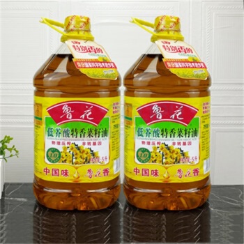 鲁花 低芥酸特香菜籽油桶装食用油物理压榨 5L