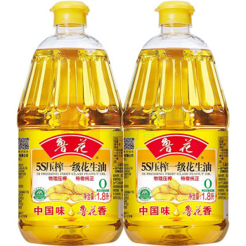 鲁花 5S压榨一级花生油 1.8L/桶 6桶/箱