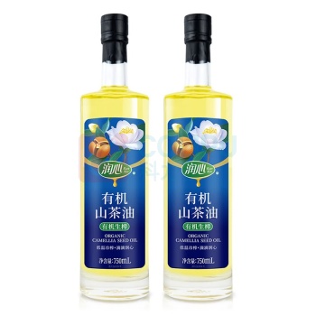 润心 有机油 低温冷榨一级山茶油礼盒 750ml*2瓶
