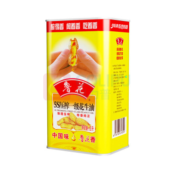 鲁花 5S压榨一级花生油铁罐装 5L/罐