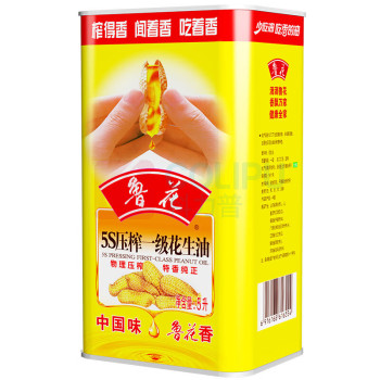 鲁花 5S压榨一级花生油铁罐装 5L/罐