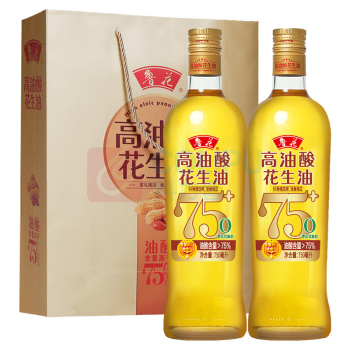 鲁花 食用油 750ml*2礼盒 5S 物理压榨 高油酸花生油